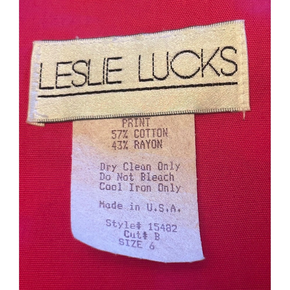 VTG 80s Leslie Lucks Colorful Peplum Top And Skirt Set Size 6 - Picture 5 of 10